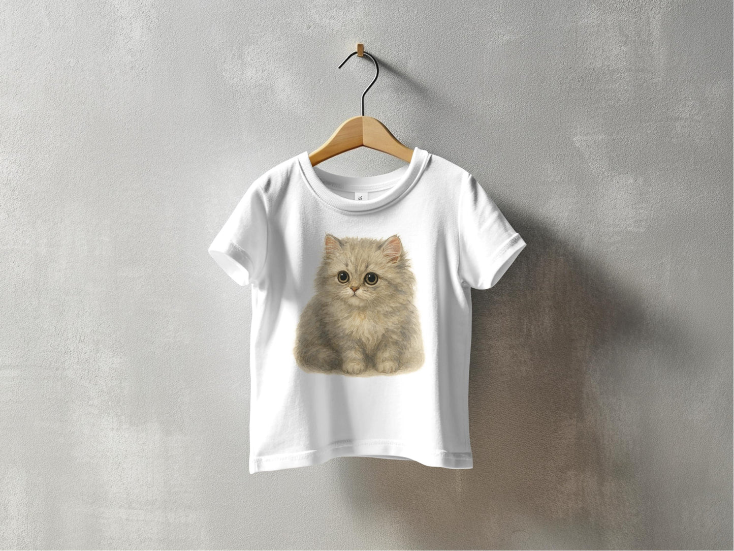 Adorable Fluffy Kitten Graphic on White T-Shirt product