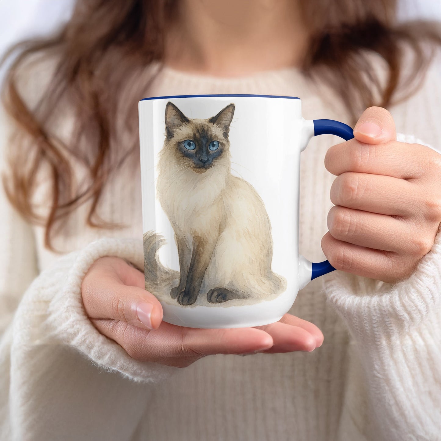 Adorable Siamese Cat Art Large Coffee Mug product
