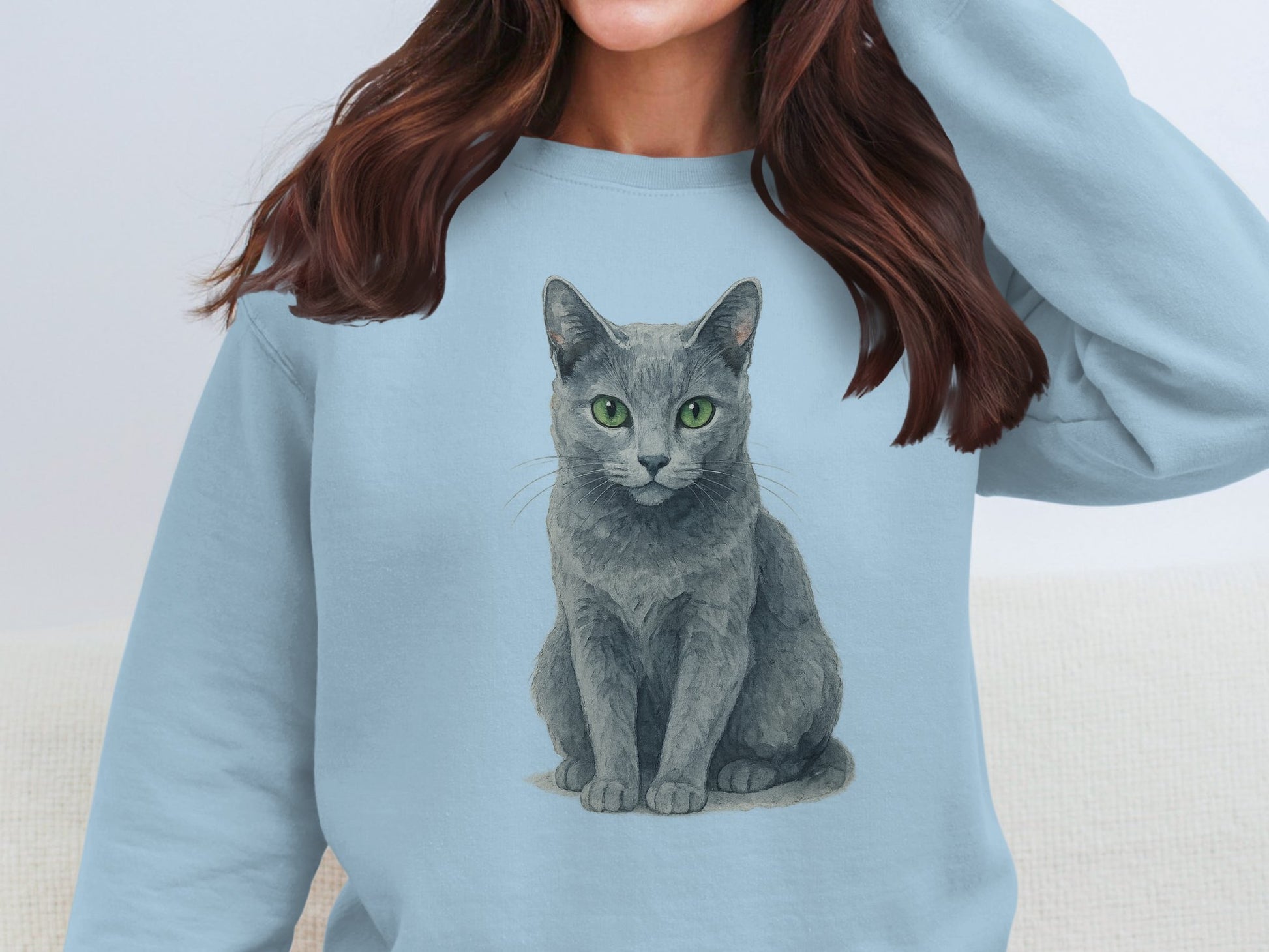 Realistic Gray Cat Illustration Sweatshirt product