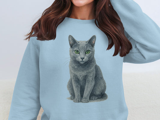 Realistic Gray Cat Illustration Sweatshirt product