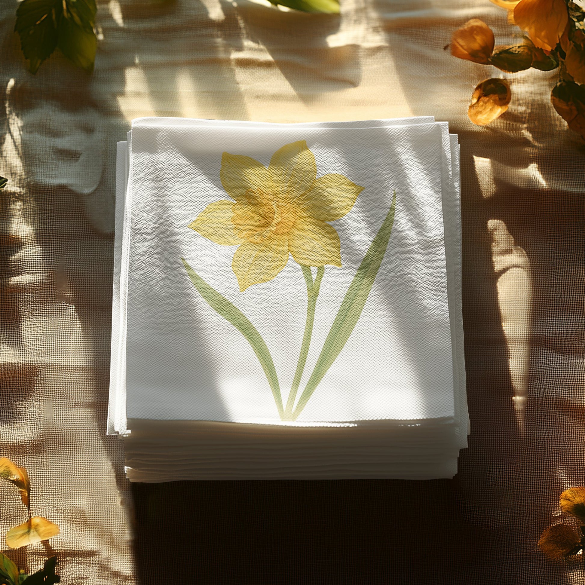 Daffodil Print Decorative Napkins Set for Dining product