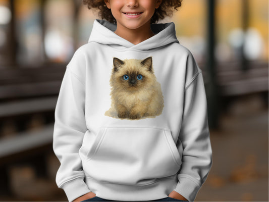 Adorable Cat Printed White Hoodie Sweatshirt product type