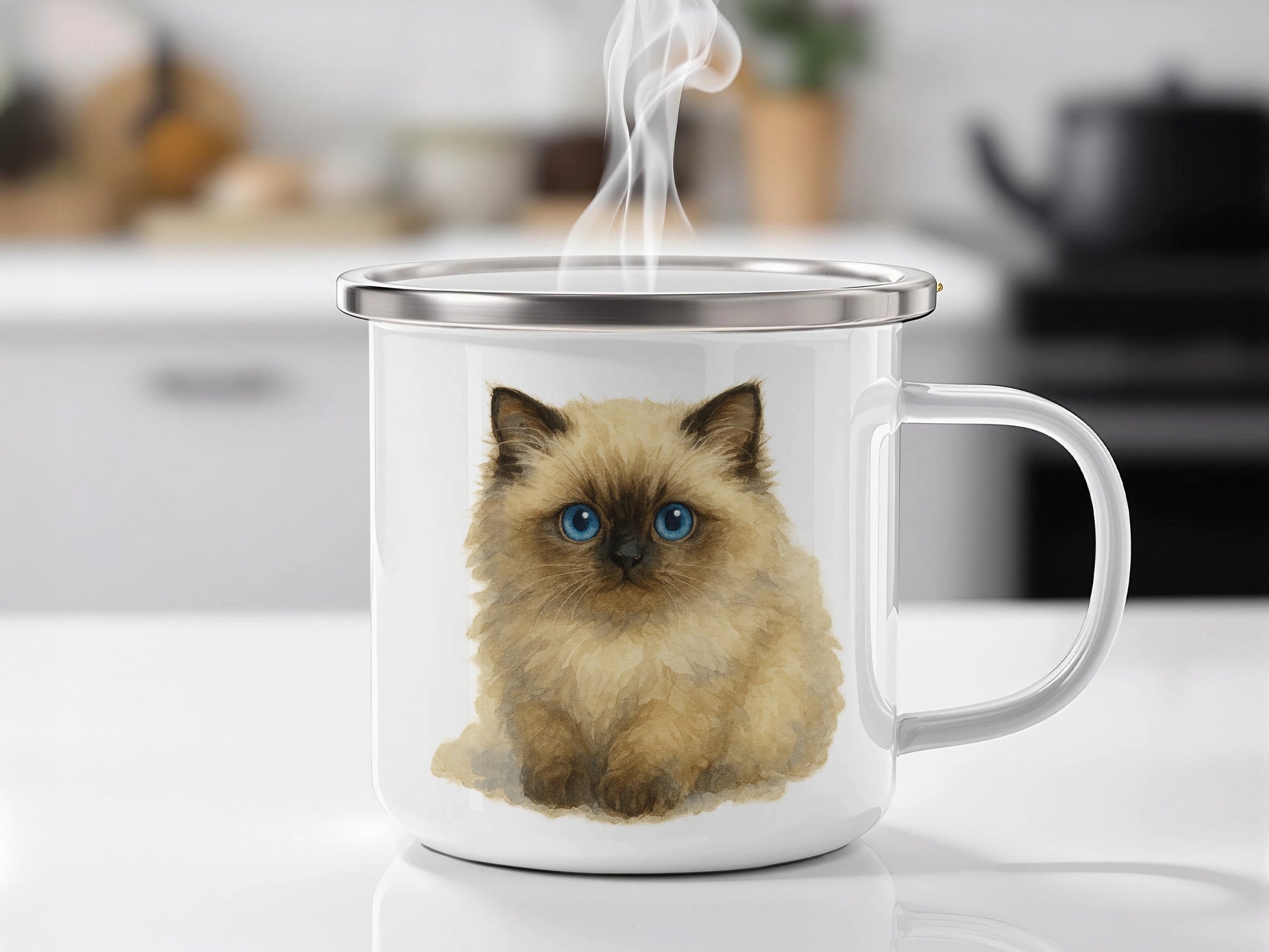 Adorable Blue-Eyed Cat Print Coffee Mug Product Type