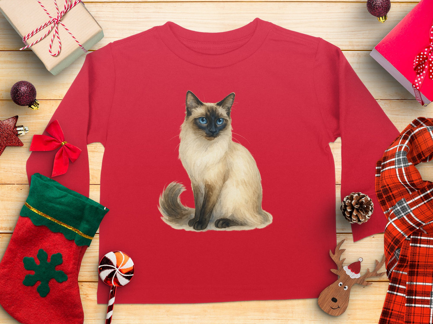 Cute Red Outfit with Siamese Cat Print product