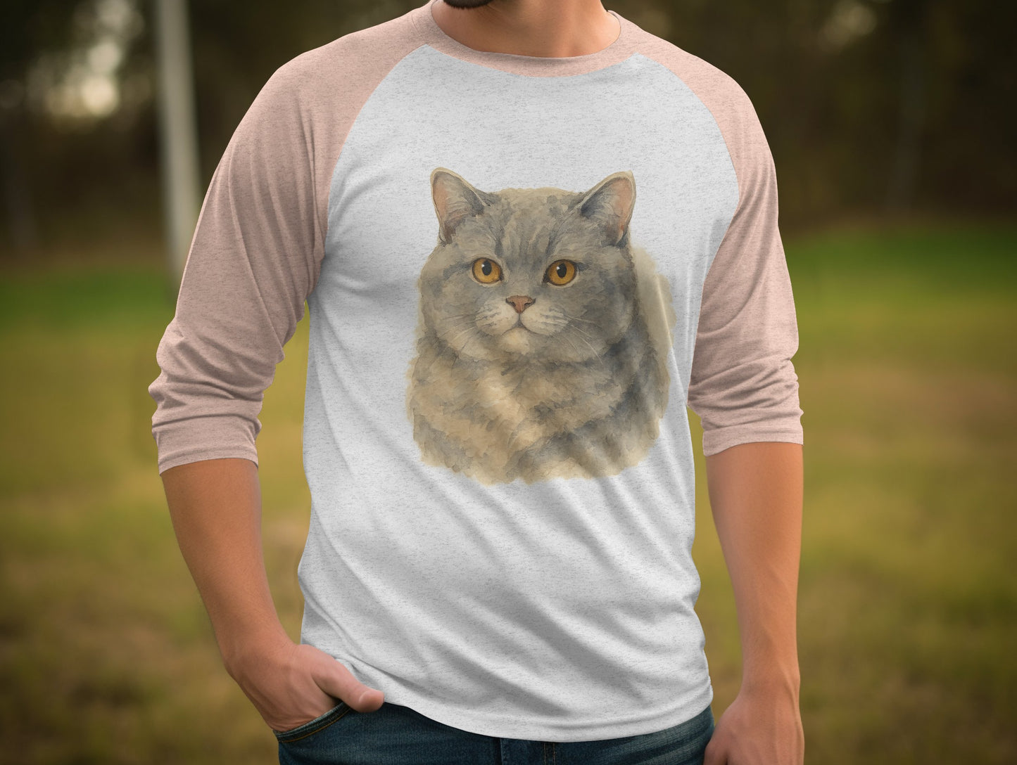 Charming Cat Graphic on Casual Raglan Sleeve T-Shirt product