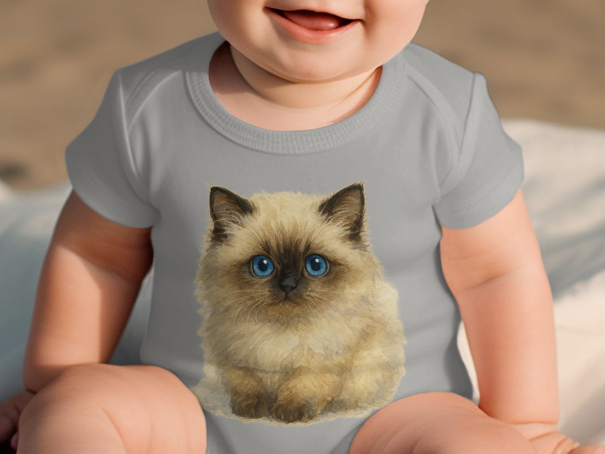 Adorable Siamese Kitten Print Baby Onesie product type