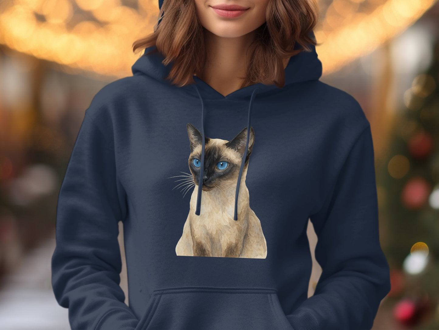 Cozy Hoodie With Cute Siamese Cat Printed Product Type