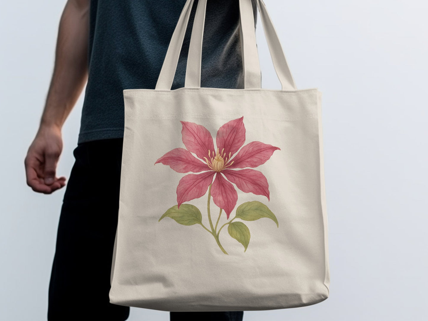 Beautiful Large Tote Bag with Pink Flower Design product type