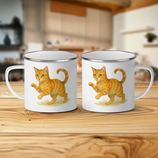 Playful Orange Cat Design on White Mug product