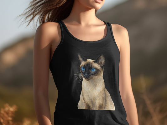 Stylish Tank Top Featuring a Siamese Cat Graphic product