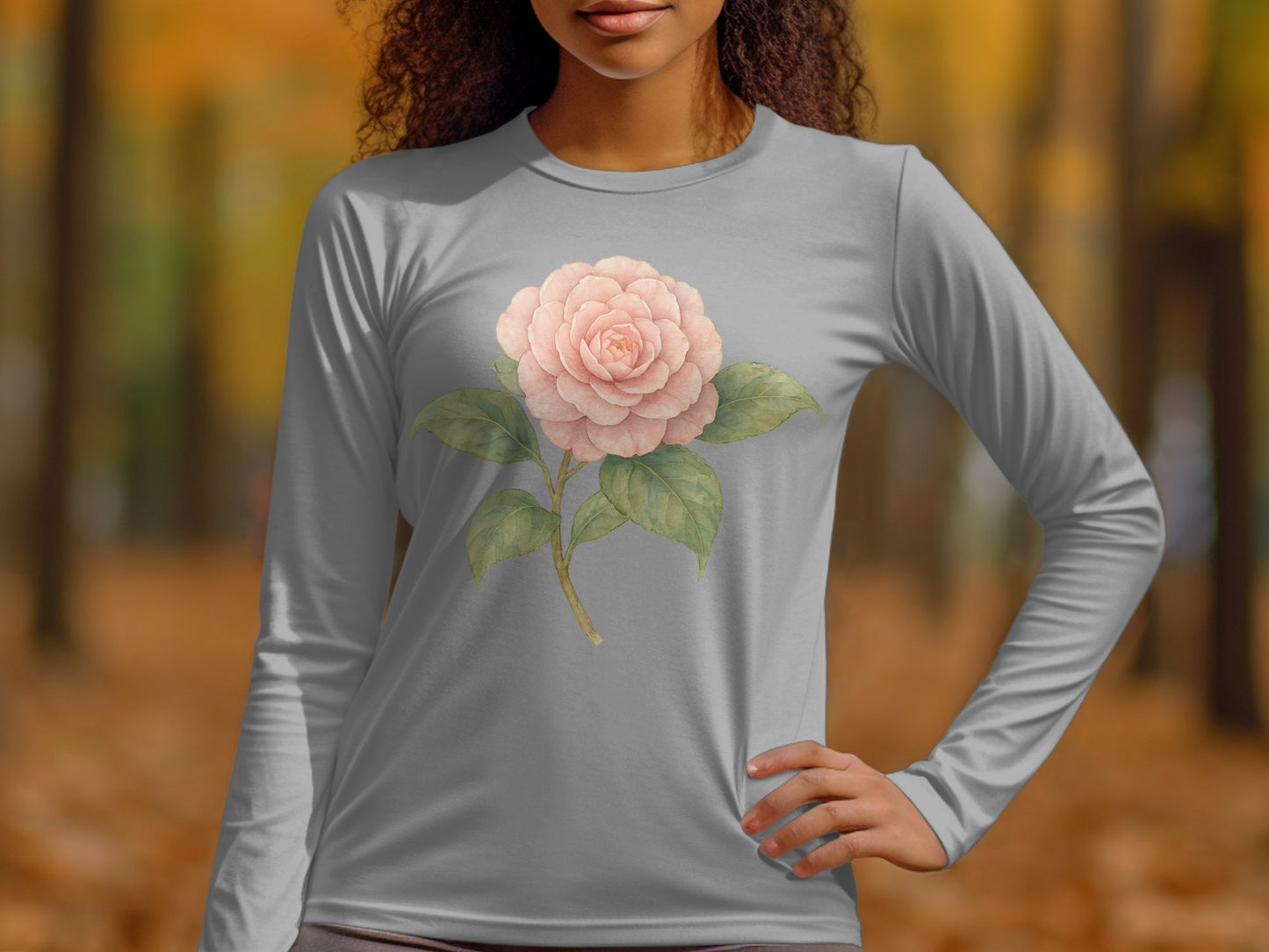Floral Long Sleeve Shirt with Pink Rose Design product