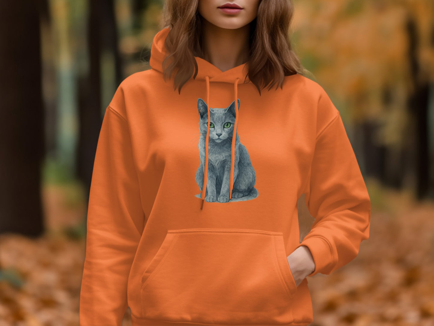 Cute Green-Eyed Cat Print Hoodie for Cat Lovers product type