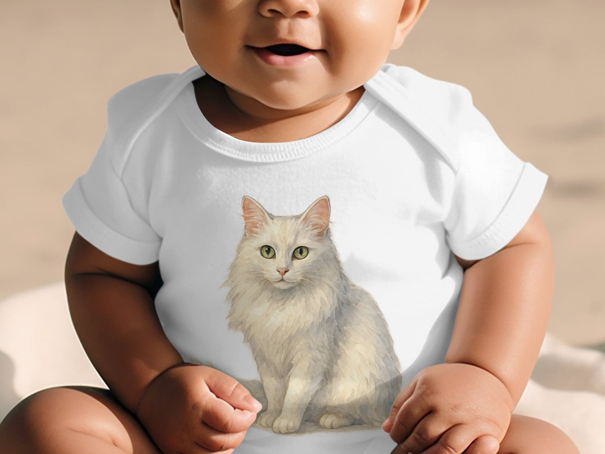 Adorable Baby Onesie Featuring Cute Cat Design product type