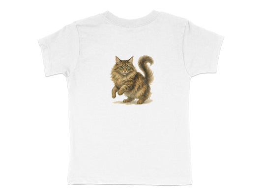 Playful Cat Design White T-Shirt Youth Apparel product type