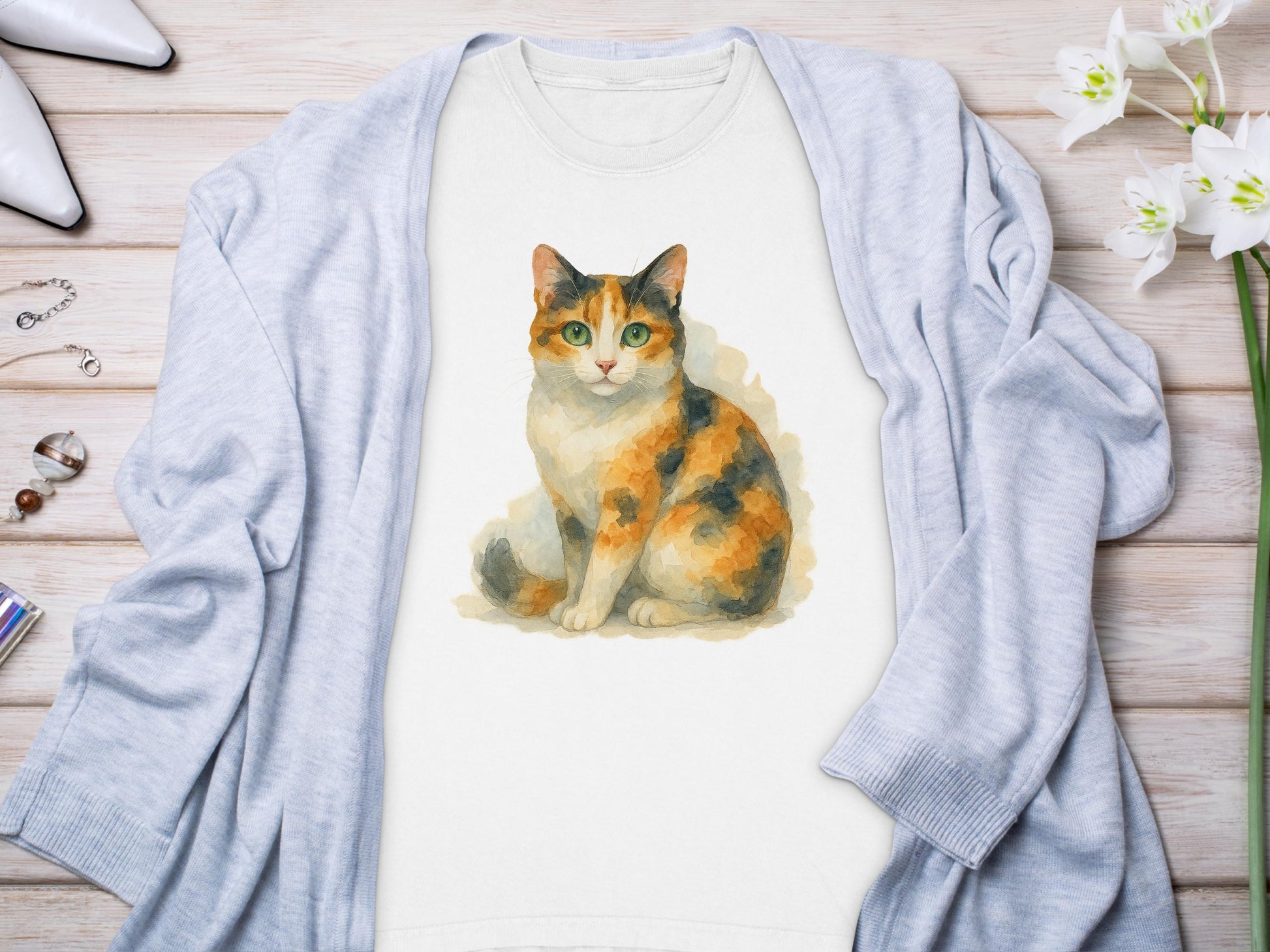 Adorable Cat Printed Long Sleeve Shirt product