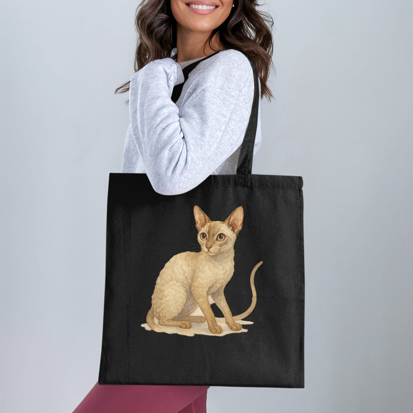 Stylish Black Tote Bag with Cat Design product type