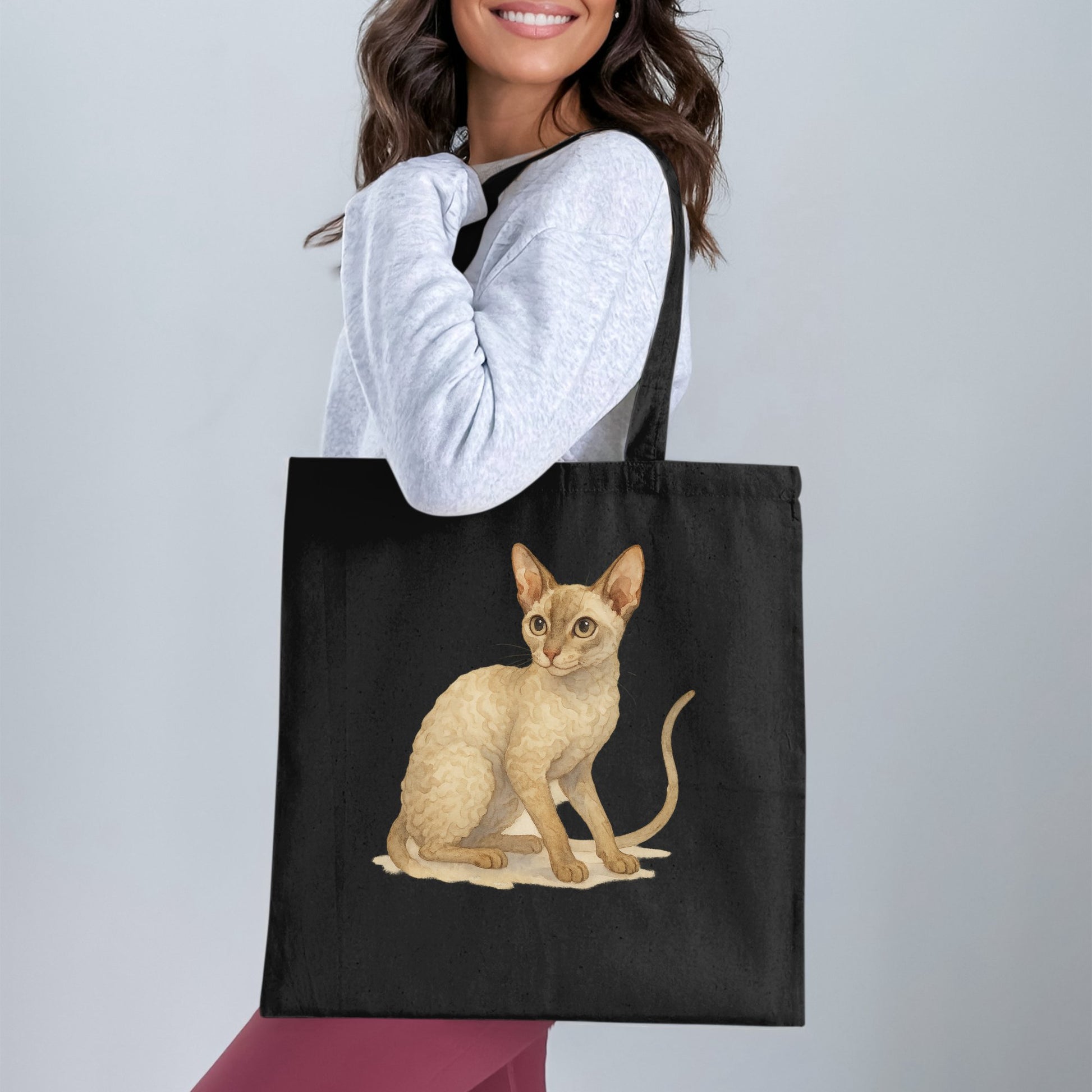 Stylish Black Tote Bag with Cat Design product type