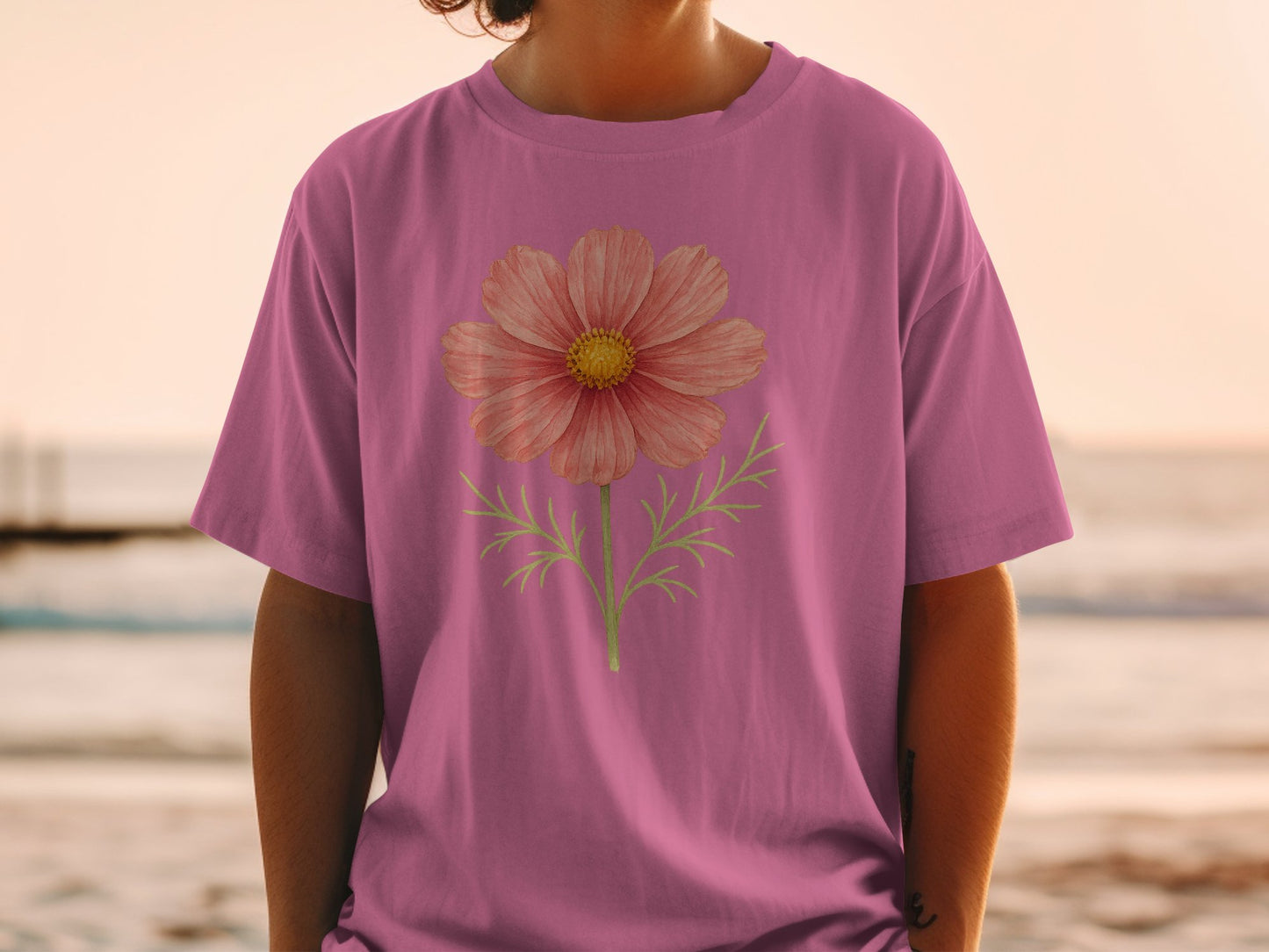 Pink Graphic Tee with Floral Design T-shirt product type