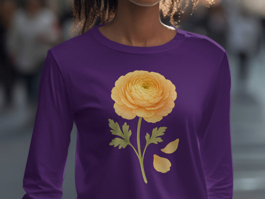 Vibrant Yellow Flower Graphic Purple Shirt product