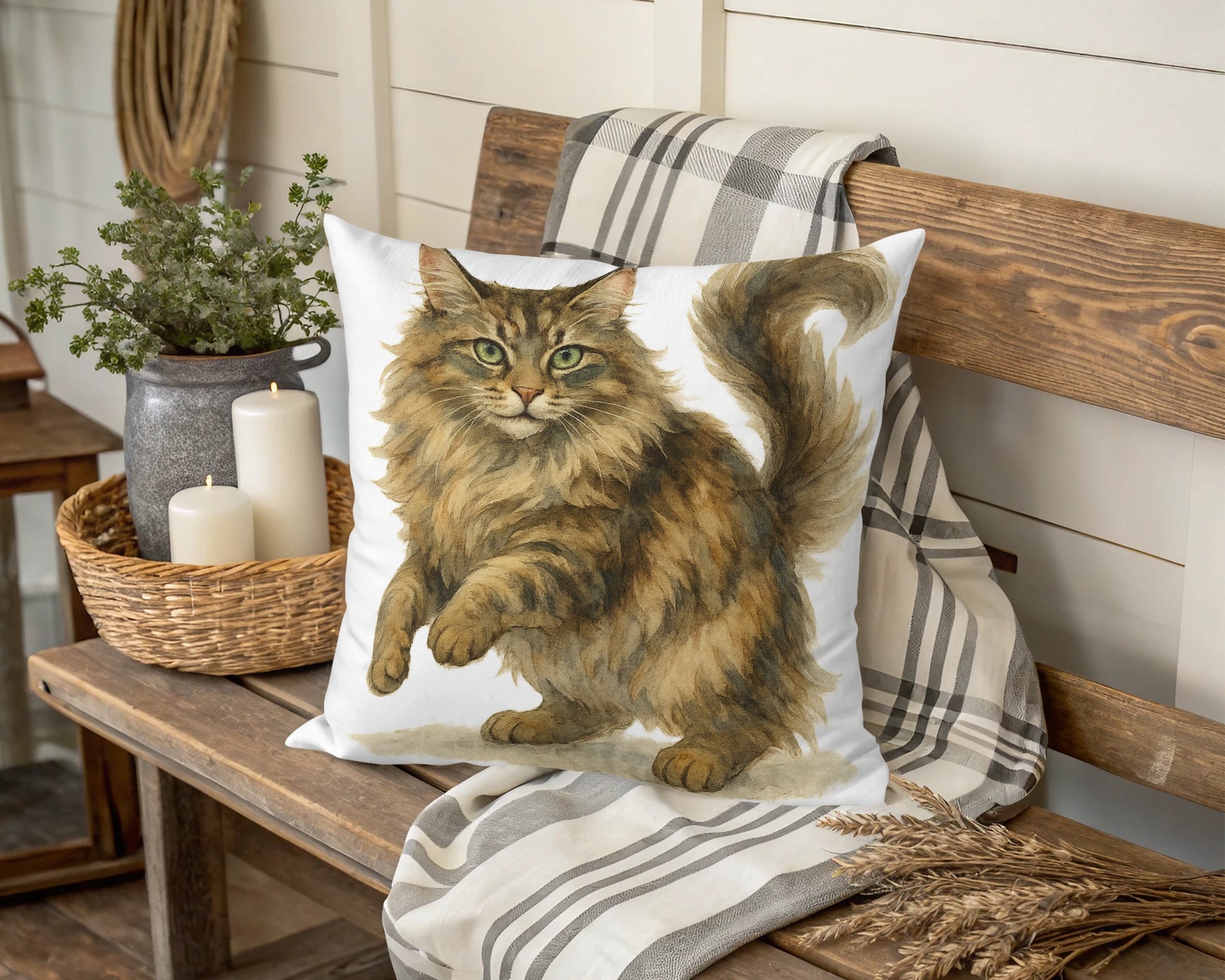 Fluffy Cat Print Decorative Throw Pillow product type
