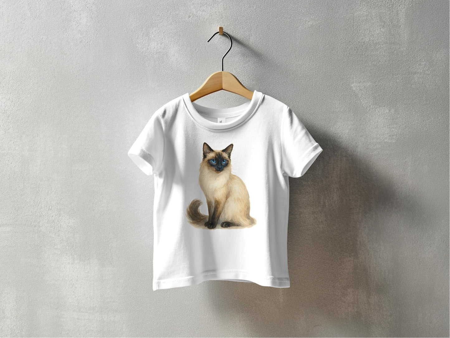 Cute Cat Illustration on Kids White Tee Shirt product type
