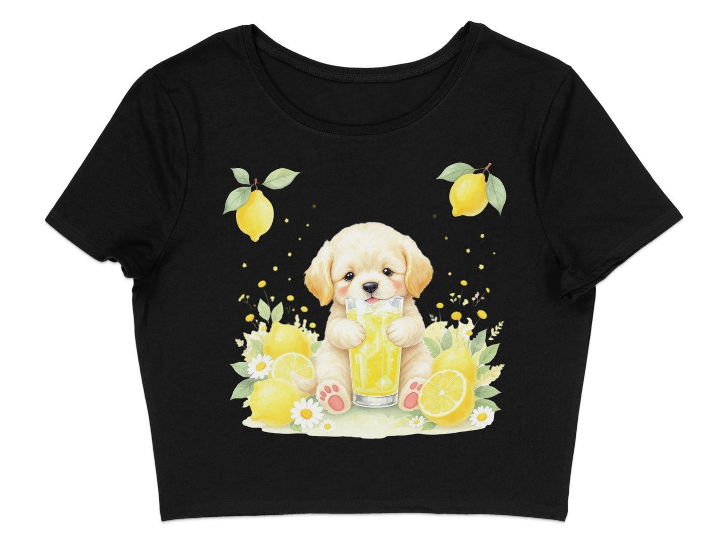 Cute Puppy and Lemons Summer Vibes Crop Top product type