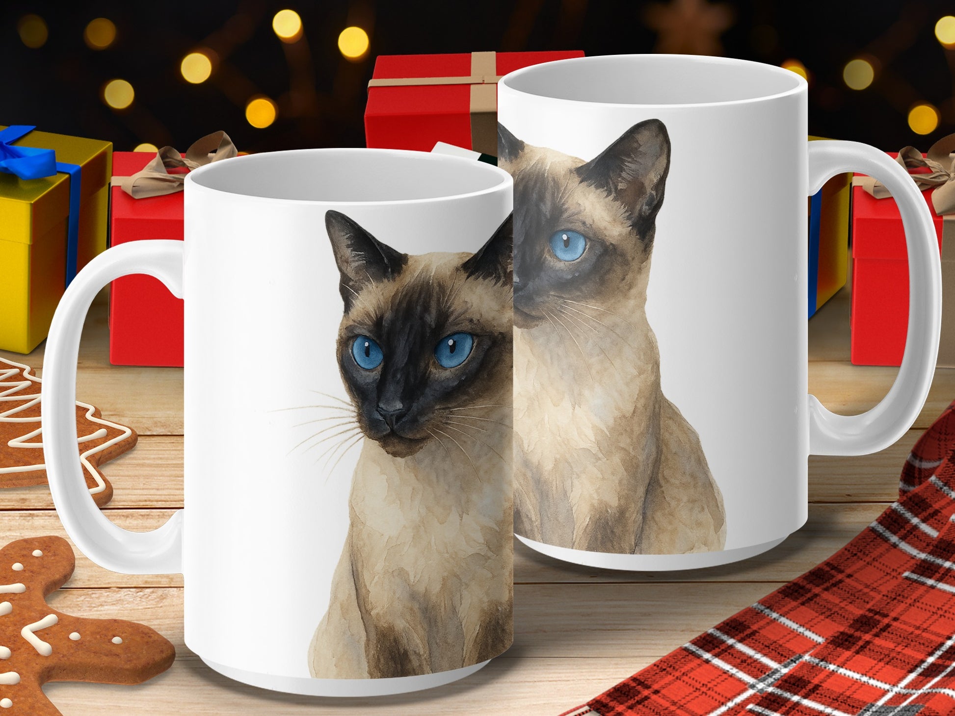 Beautiful Siamese Cat Art Printed White Mug product
