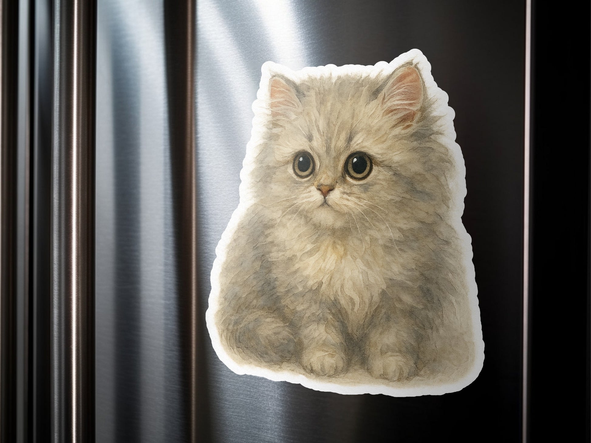 Adorable Furry Kitty Cat Sticker for Your Refrigerator product