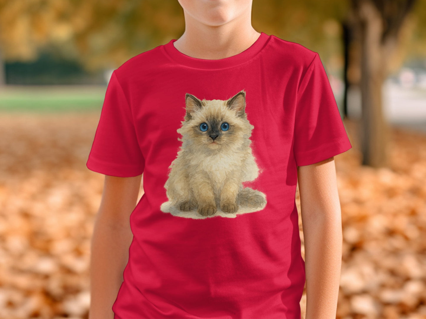 Cute Fluffy Kitten Print Casual Short Sleeve T-shirt product
