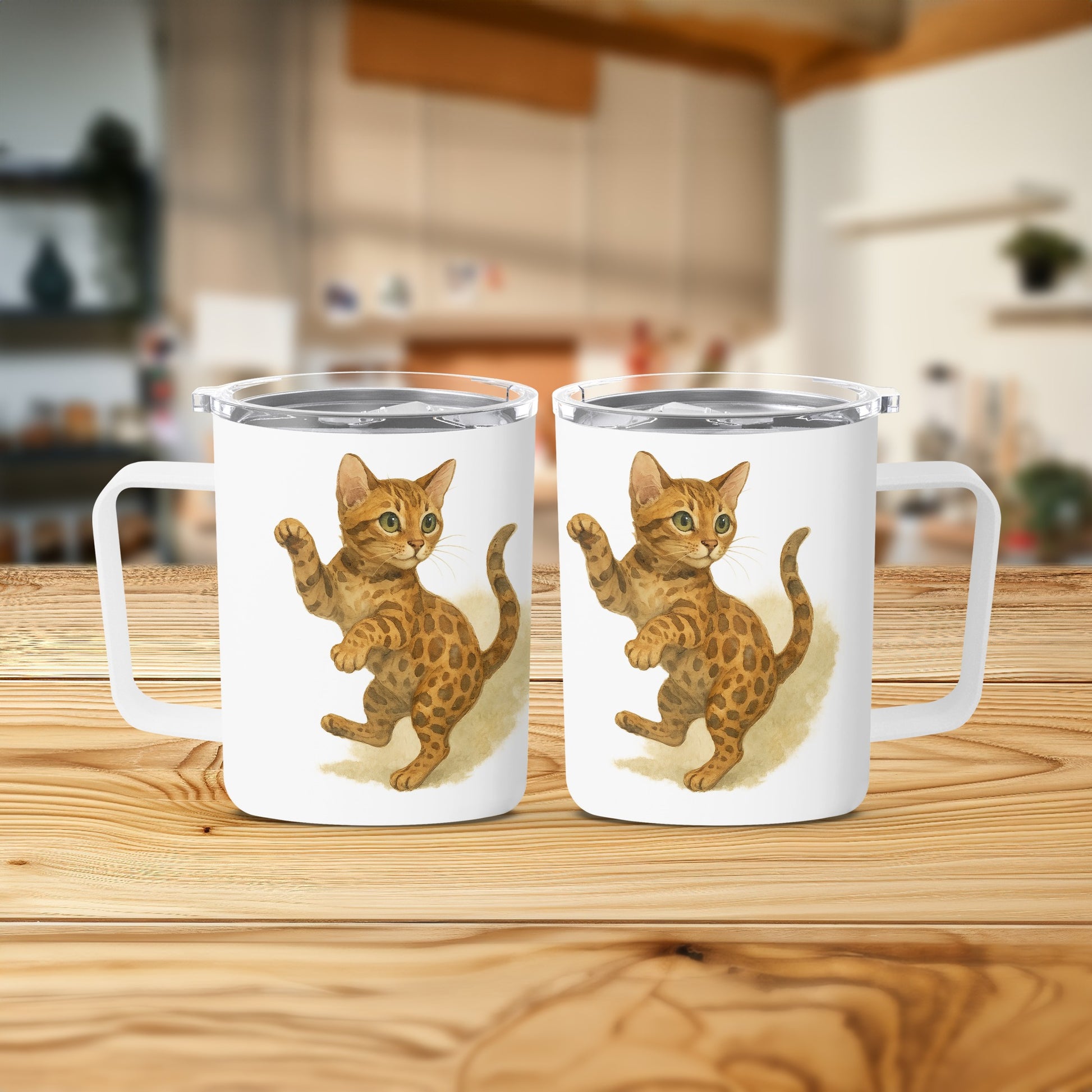 Playful Leopard Kitten Art on a Mug Set product type