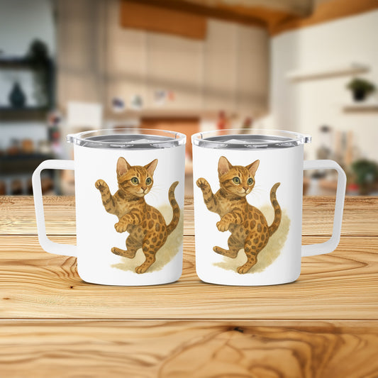 Playful Leopard Kitten Art on a Mug Set product type