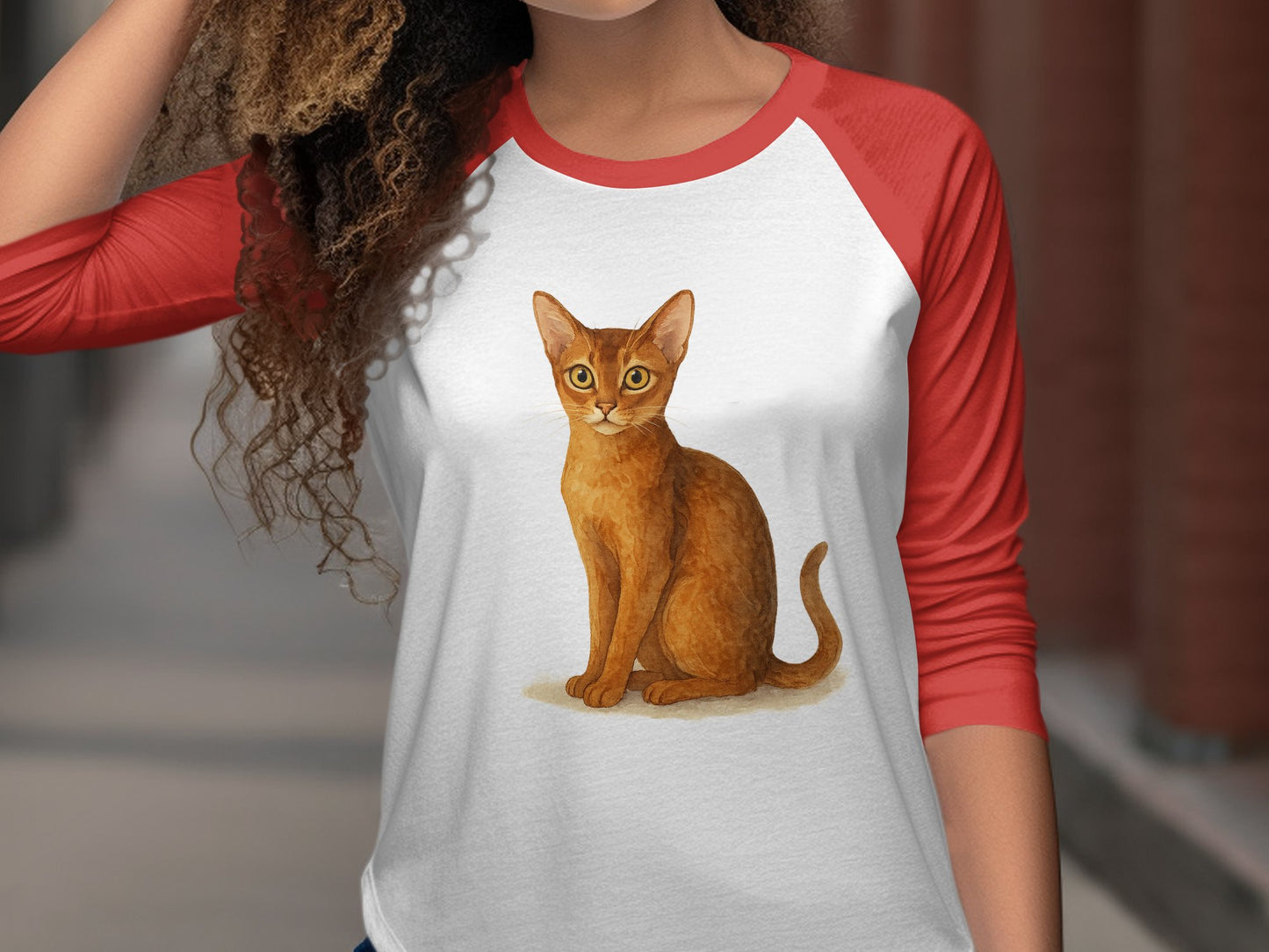 Adorable Cat Illustration Women's Raglan Tee product type