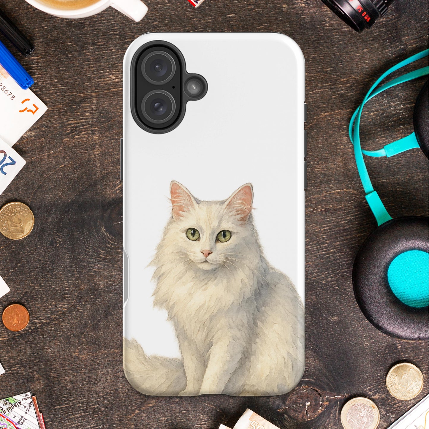 Beautiful White Cat Art Design iPhone Case product