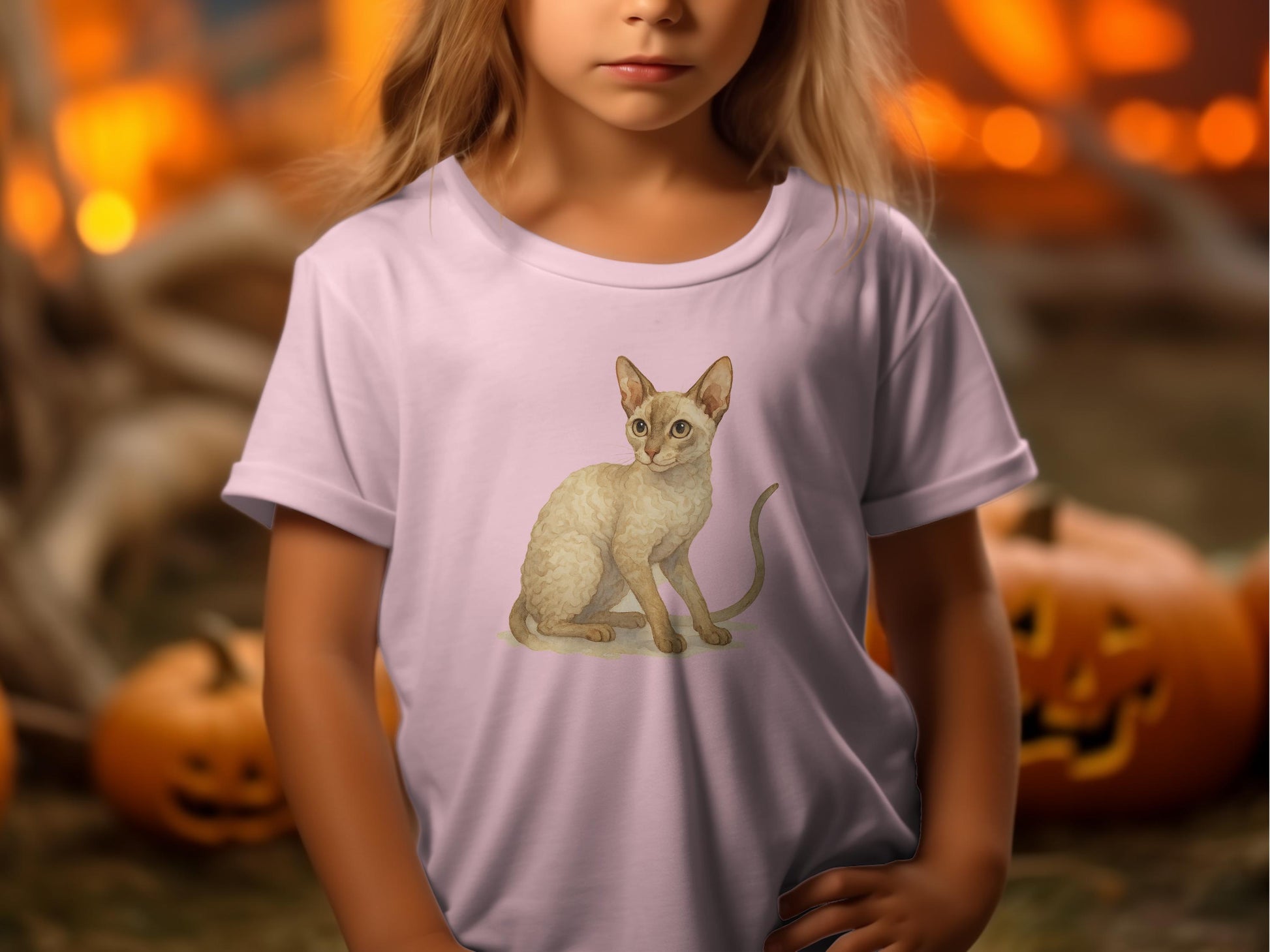 Cute Cat Print on Pink Kids T-Shirt Halloween product type