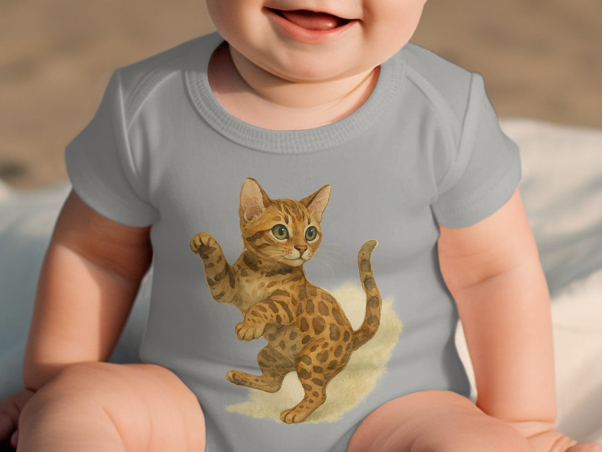 Cute Baby Onesie with Adorable Kitten Print product