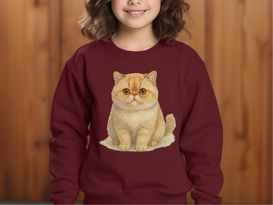 Cute Kitten Graphic on Maroon Kids' Sweatshirt product