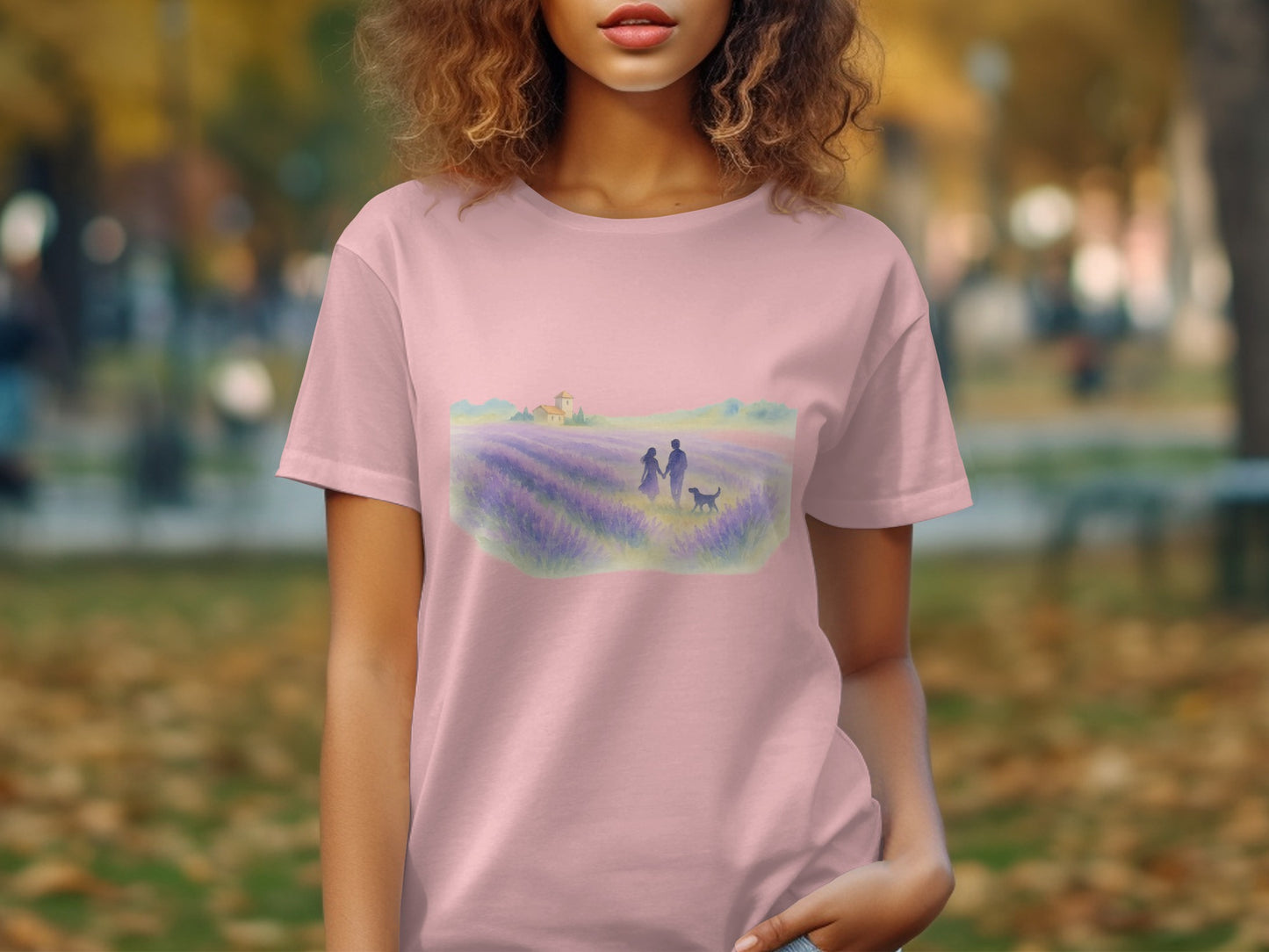 Beautiful Lavender Field Scene Printed T-shirt product