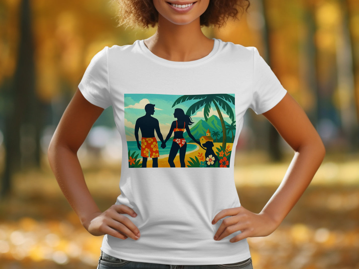 Sunset Beach Couple Graphic Tee product