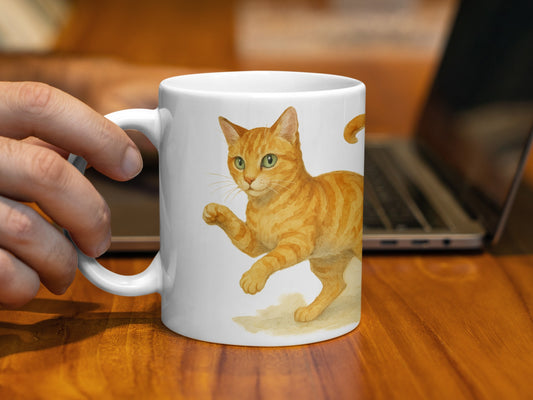 Adorable Orange Cat Print Classic White Mug product