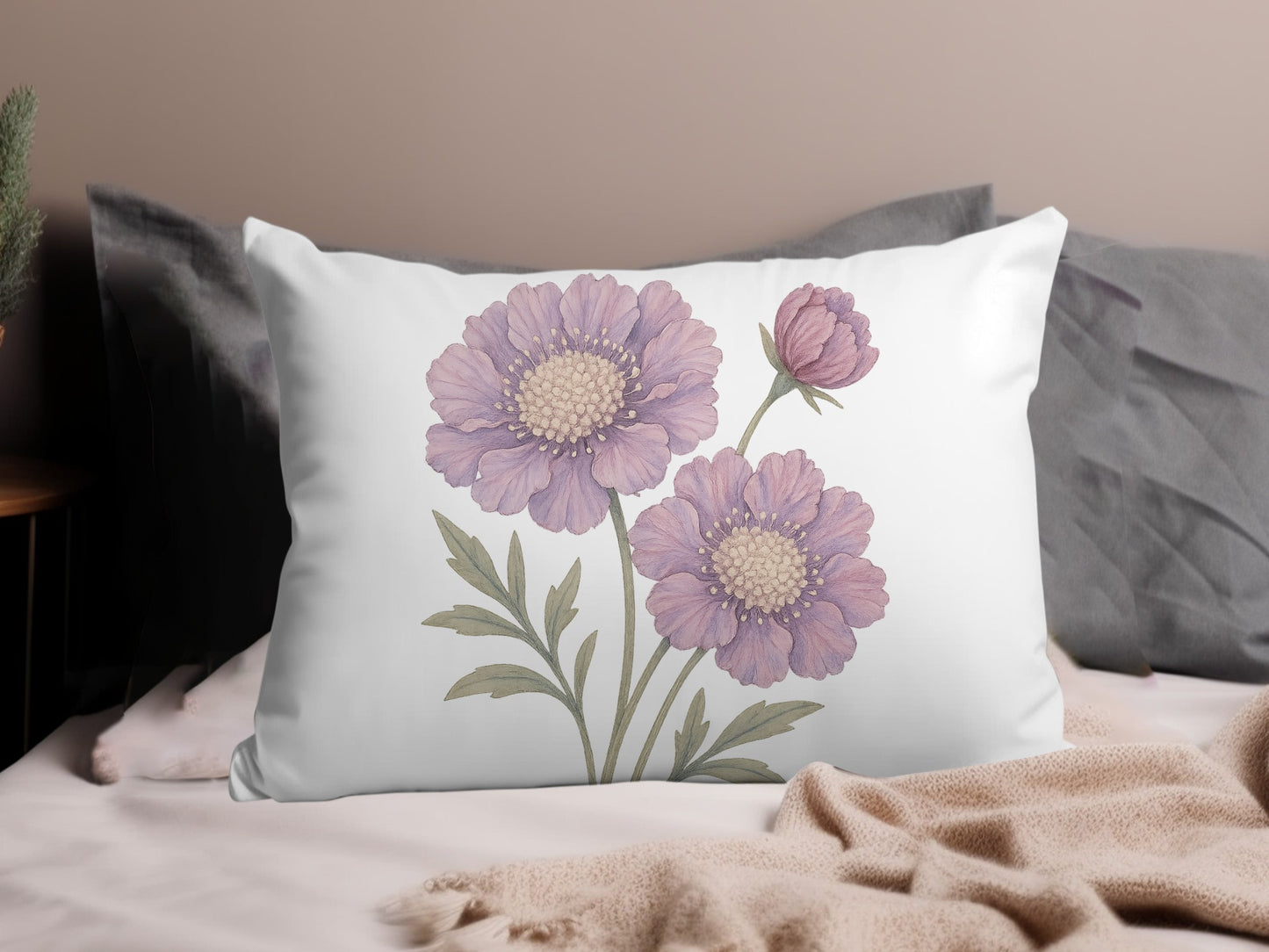 Delicate Purple Flower Design Decorative Pillow product type