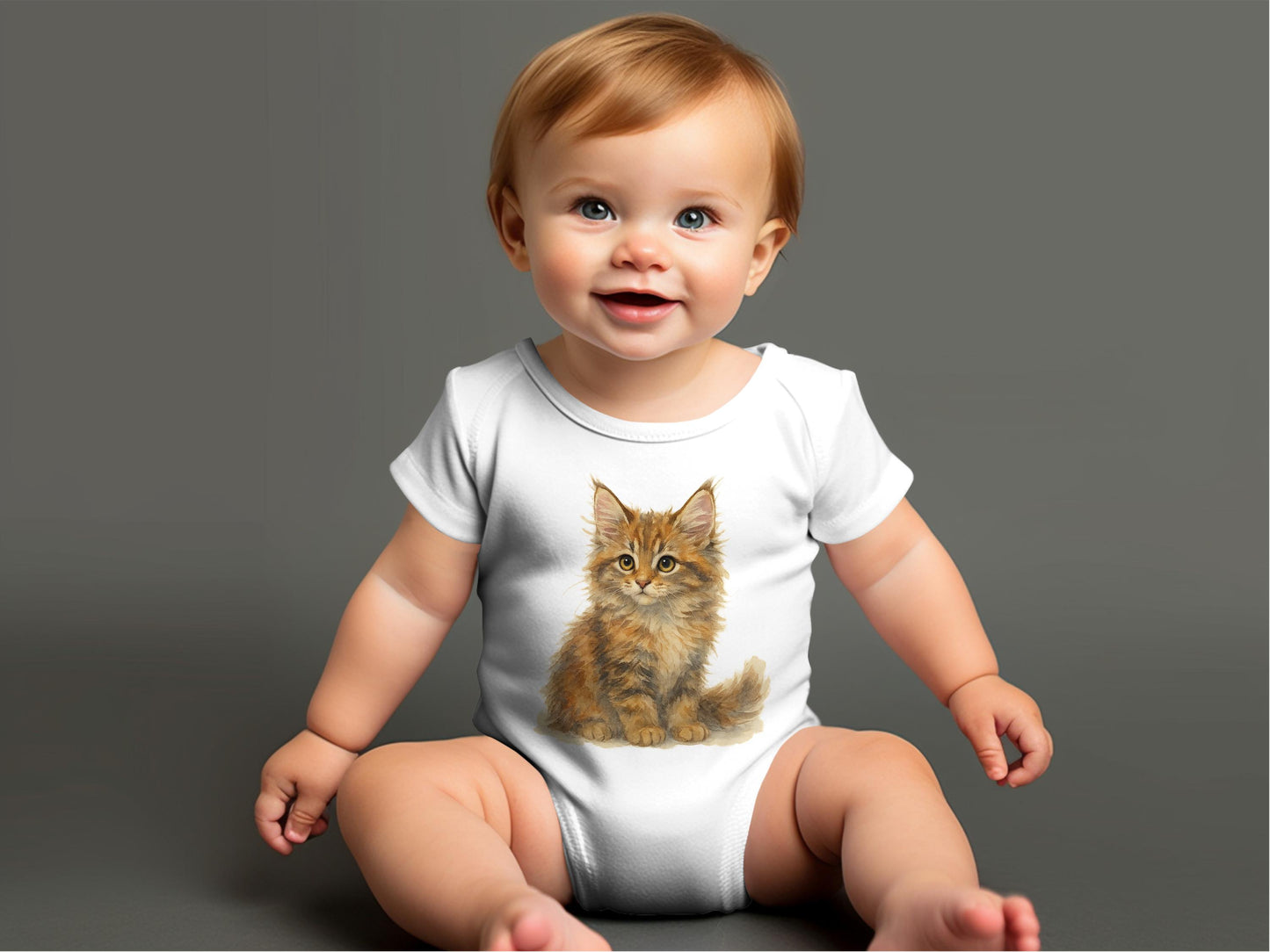 Baby Onesie with Cute Kitten Sitting Print product