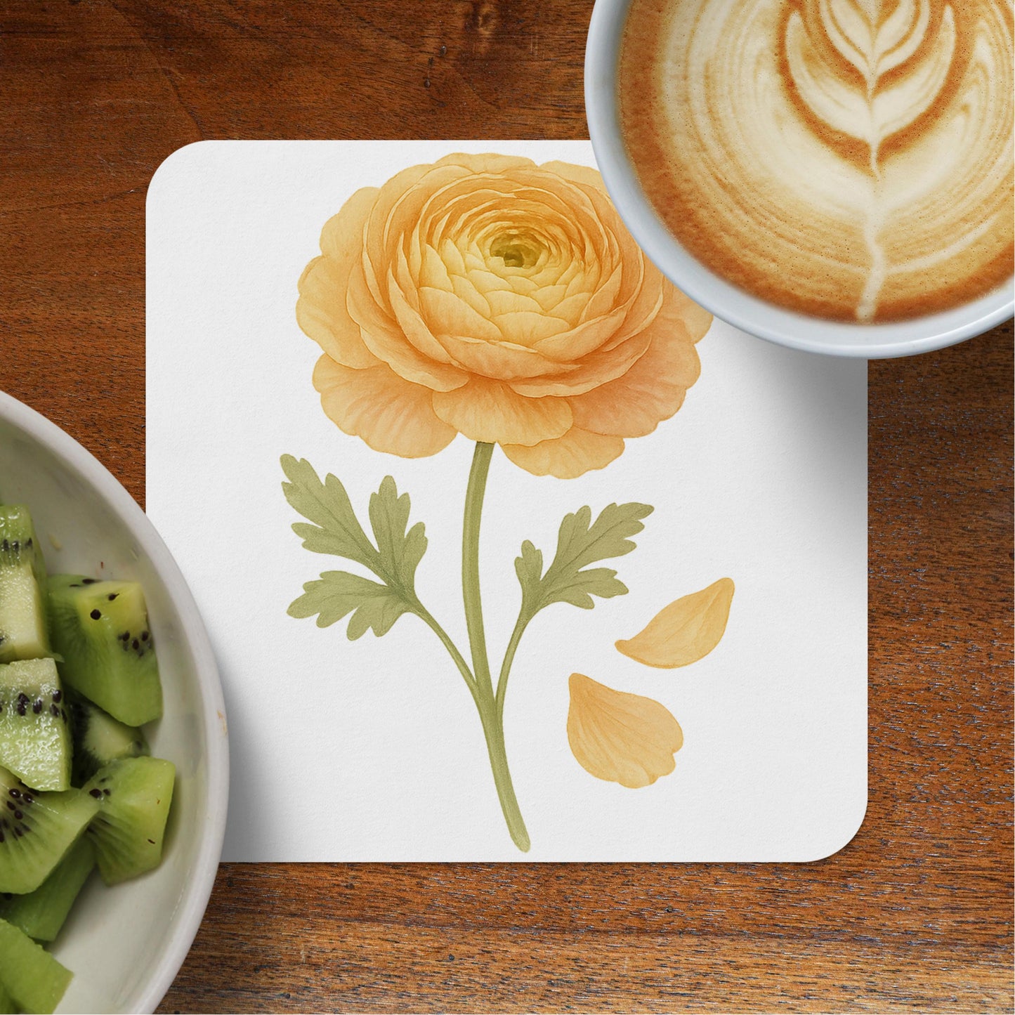 Elegant Yellow Flower Print Coaster For Home Decor product