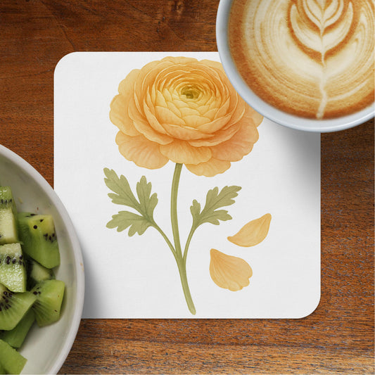 Elegant Yellow Flower Print Coaster For Home Decor product