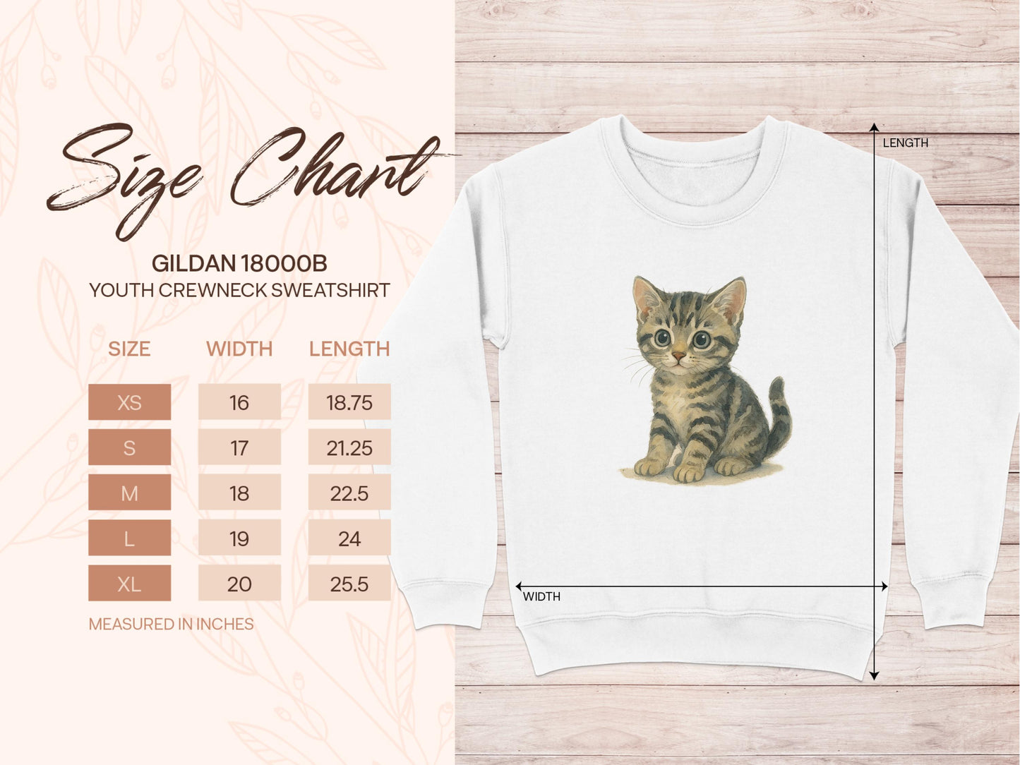 Adorable Kitten Print Youth Crewneck Sweatshirt product type