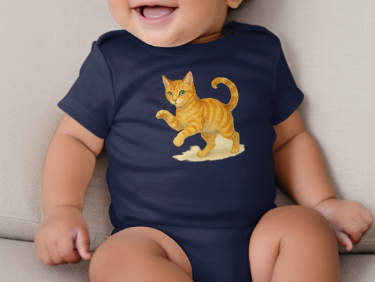 Adorable Baby Onesie with Cute Orange Cat Design product type