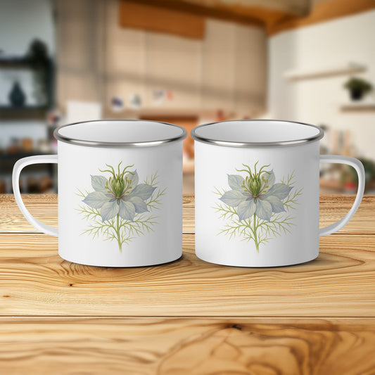 Vintage Flower Illustration Enamel Mug Kitchen product