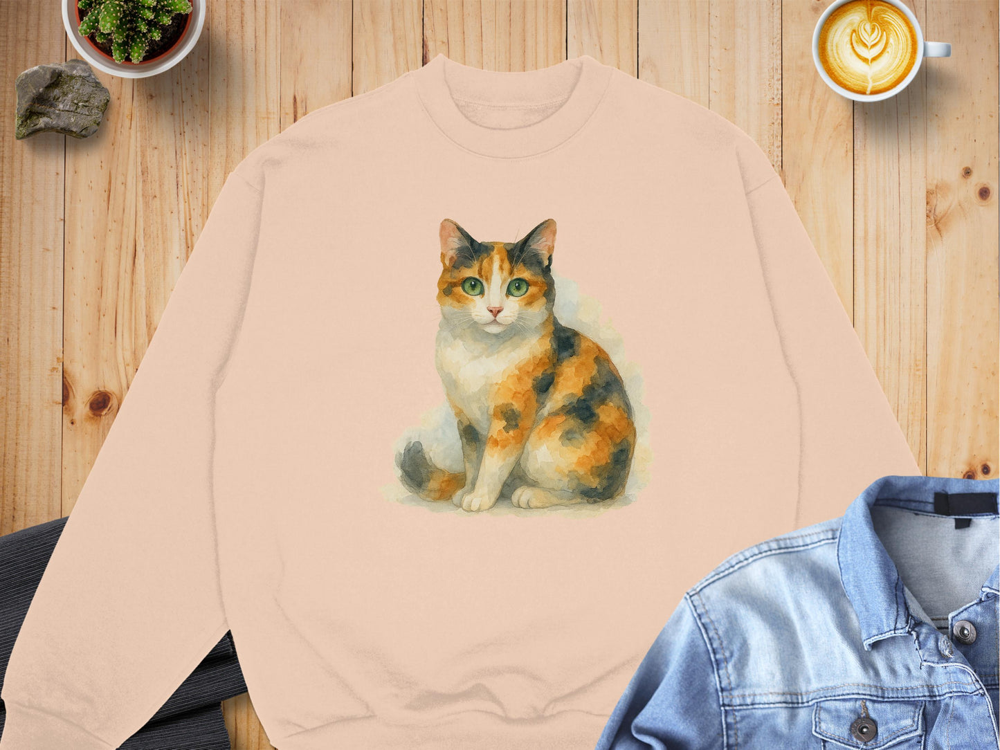 Calico Cat on Beige Background Sweatshirt product