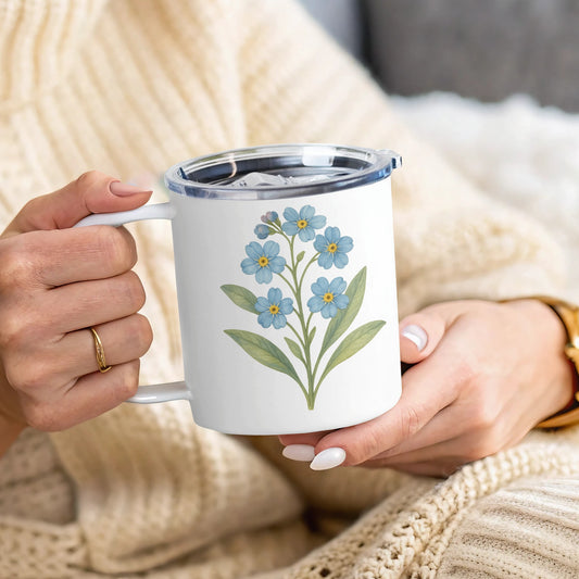 Blue Floral Design Insulated Mug Stylish Drinkware product type