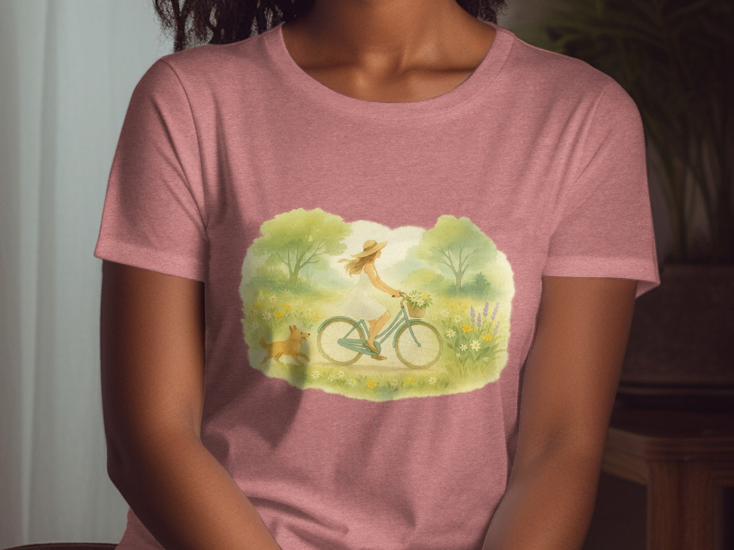 Nature Inspired Biking Scene Illustrated T-Shirt product type