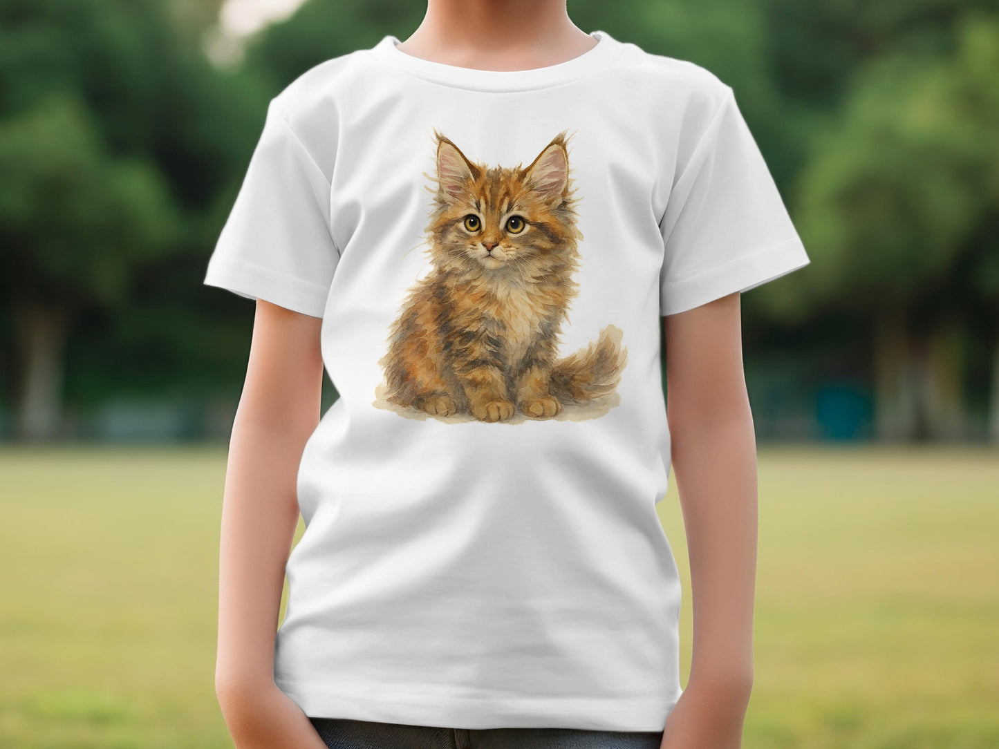 Adorable Kitten Print on White T-Shirt product type